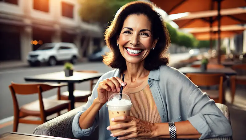 Mujer adulta sonriendo. Ortodoncia para adultos en Bogotá