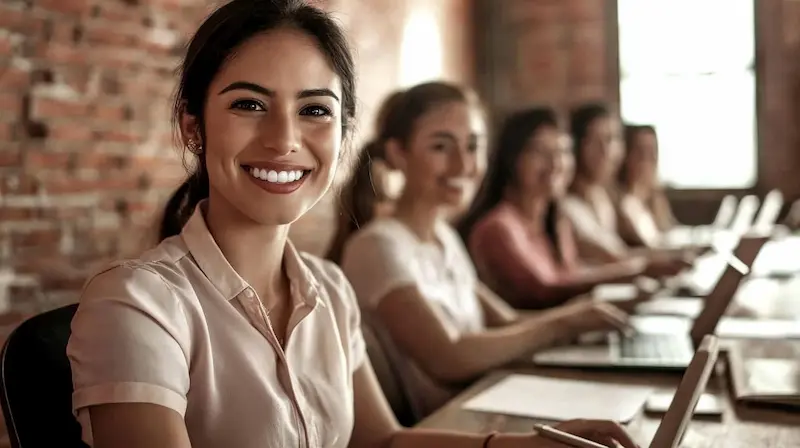 Mujer sonriendo con aparatos de ortodoncia transparentes. Diferencias entre Ortodoncia y Odontología General