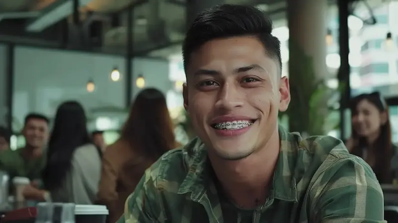 Joven sonriendo en el consultorio. Brackets autoligables Innovación que transforma la ortodoncia