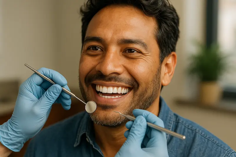 Hombre en tratamiento de ortodoncia. Ortodoncia y salud oral